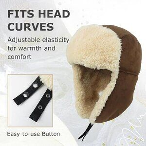 New Suede Trapper Hat Cozy Plush Russian Hat with Ear Flaps Men Women Windproof